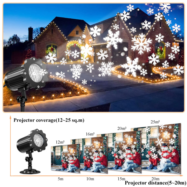 LED-projektor med snefnug til jul - IP65