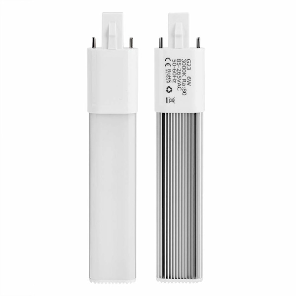 6W 2-pin kompakt lysrør, 3000K (varm hvit G23)