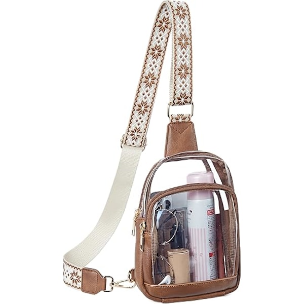 Läpinäkyvä Sling Bag -laukku, Läpinäkyvä Vyölaukku Stadionhyväksytty Crossbody-laukku Naisten Kestävä Läpinäkyvä Rintalaukku Säädettävällä Hihnalla