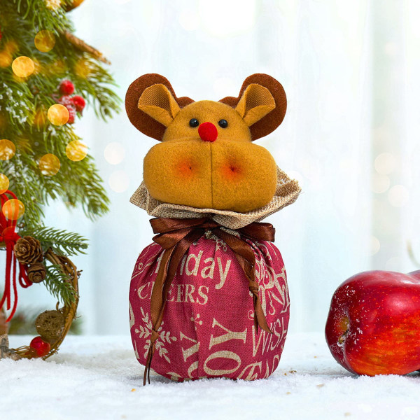 Julegaveposer Sæt med 4, Julegodtepose med snørelukning