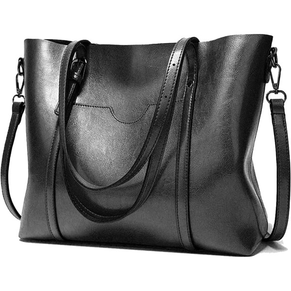Håndvesker for kvinner i mykt skinn, stor kapasitet, retro vintage, topphåndtak, avslappet lomme, tote, skulder, crossbody-vesker