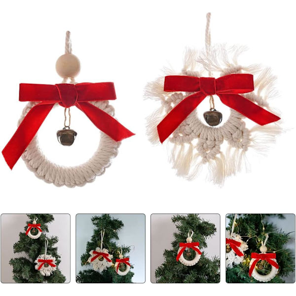 2 st mini julgransklockor vävda