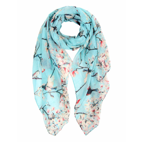 Ladies Fashion Bird Print-  Long Scarves Floral Neck Scarf- Shawl Wrap Gifts For Women