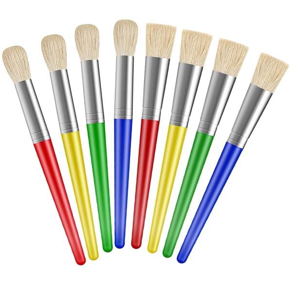 Kids Paint Brushes-8Pcs Paint Brushes Round and Flat- Colorful Paint Brushes for Children toddlers Beginners-Face Paint Brushes for Watercolor