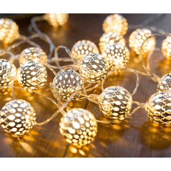 Marockanska LED-slingor - 6 m total längd 40 varmvita lysdioder