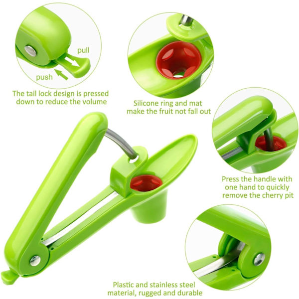 Kirschentkerner-Entferner, Kirschfrucht-Küchen-Olivenkern-Entferner-Entkernungswerkzeug-Samen-Gadget-Entkerner-Entferner (Grün)