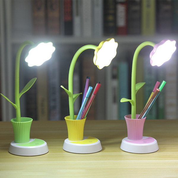 Bordlampe for barn LED-berøringssensor Dimbar nattbordslampe (gul)