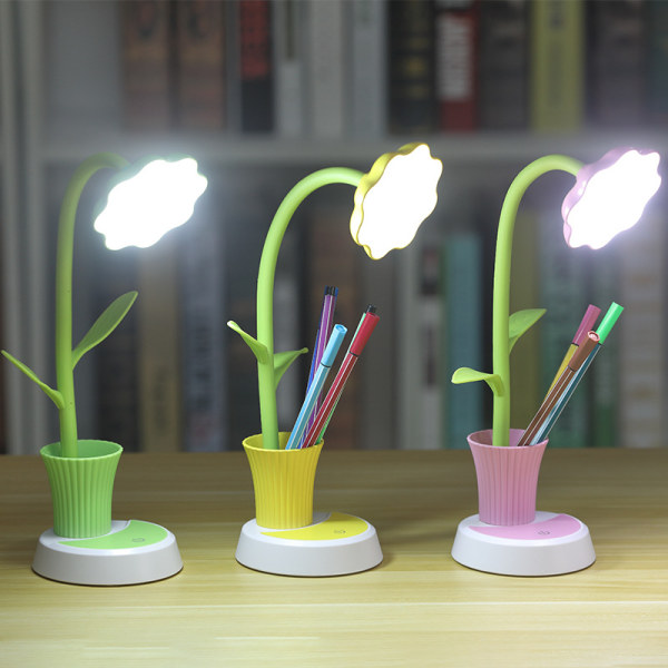 Børne skrivebordslampe LED touch sensor dæmpbar sengelampe (gul)
