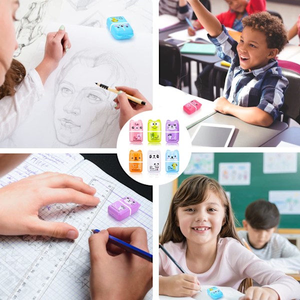 Pakke med 6 tegneserie dyreviskelær for barneskole