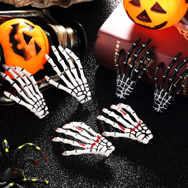 6 Stykke Skelet Hårklemmer Hånd Knogle Klø Hårklemme Kranium Hånd Hårklemme Zombie Horror Punk Rock til Kvinder Piger Hårtilbehør
