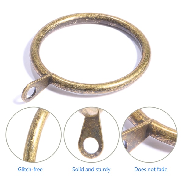 50 stk. Metalgardinringe 38mm indvendig diameter (Messing)