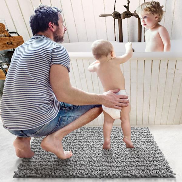 Kylpymatto 50 x 80 cm, Liukumaton Kylpyhuoneen Matto, Imuva ja Pehmeä Chenille-Kylpyhuoneen Matto, Konepesu