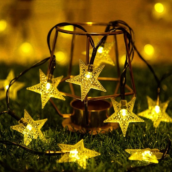 100 LED 12M Stjerneformet Julelys Utendørs Feelykter Solcelledrevet Vanntett Utendørs Juledekorasjoner 8 Moduser Dekorative Lys