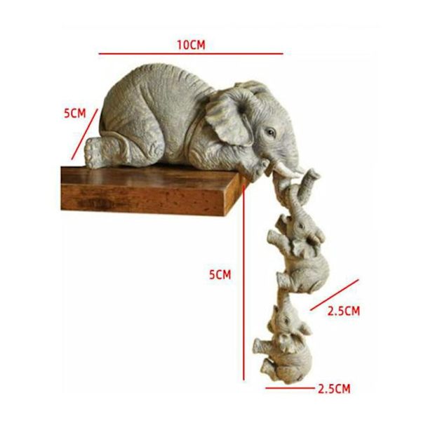 Elefant Sitter Figurer - Set om 3 för Hemskrivbordet