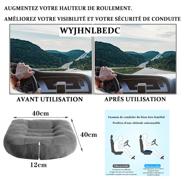 Sittkudde/höjningssäte bil, sittpuff/stoldyna 40x40 kontorsstol ergonomisk ortopedisk sittdyna för matbordstolar