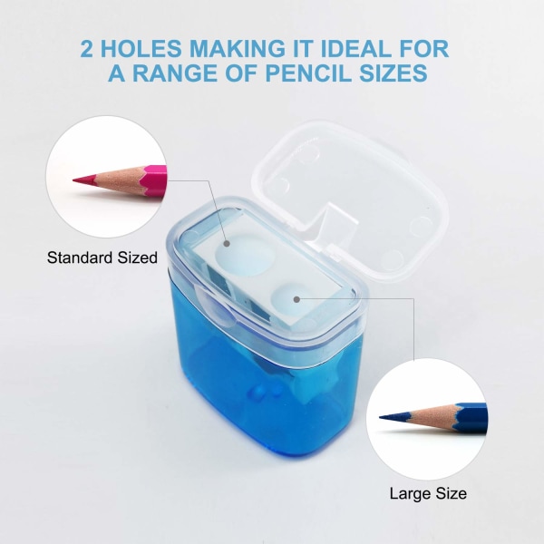 Manuelle blyantspidsere, 4 STK farverige kompakte dobbelte huller