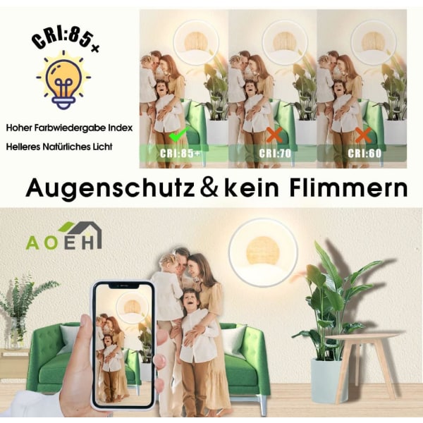 LED innendørs vegglampe tre vegglampe 18w hvit rund vegglampe akryl spotlight moderne trappelys varmt lys