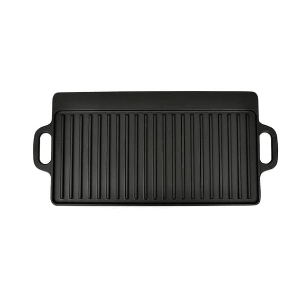 Vendbar grillplate i støpejern 38x23 cm