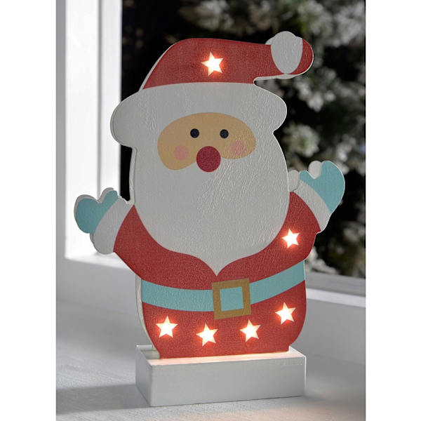 Förljusad Färgglad Träd Bord Juldekoration, Trä, 26 cm