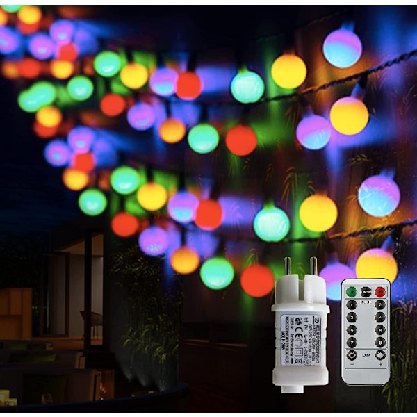 Sfæriske lyslenker, 8 moduser 100 LED (flerfarget)