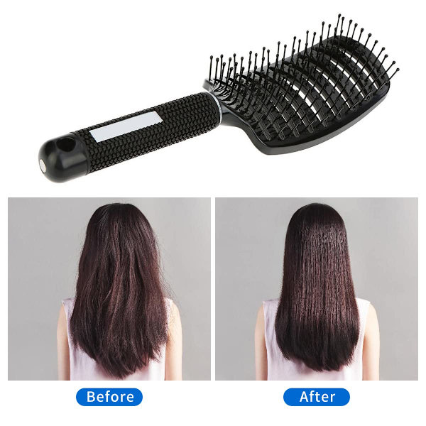 Vent Hair Brush Blow Dryer Brush, Naiset Paksut Pitkät Hiukset(Musta)
