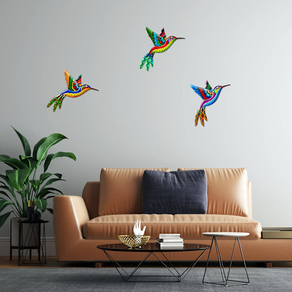3-pack metallkolibri väggdekor