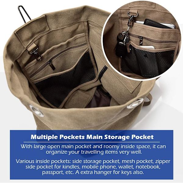 Vandringsryggsäck, Reseryggsäck Handbagage Flygplan 35L Stor Utomhus Taktisk Ryggsäck Khaki Vandringsryggsäckar för Män, Kvinnor, Camping, Vandring