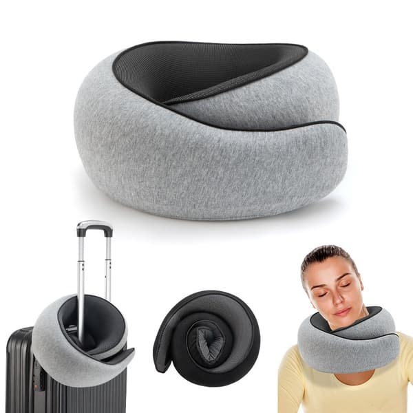 Resenackkudde U-formad minnesbomull Nackkuddar Massage Nackkudde Sovande Flygplanskudde Cervikal Hälsovårdskudde Grå grey
