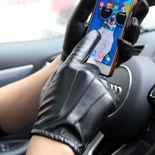 Herrar Läderhandskar Touchscreen Vinterhandskar med Thinsulate Innerfleece Svart Konstläder Vantar