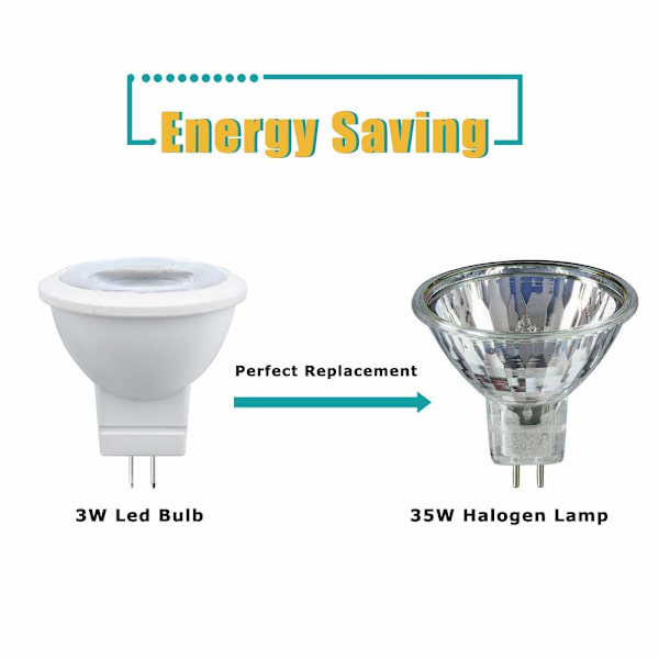 3W MR11 GU4 LED-lampa, kall vit 6000K AC/DC 12V (4 st)
