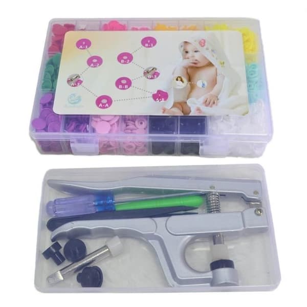 360 par plastik trykknapper T5, T3 multi-farve 20 farver + 1 clips.