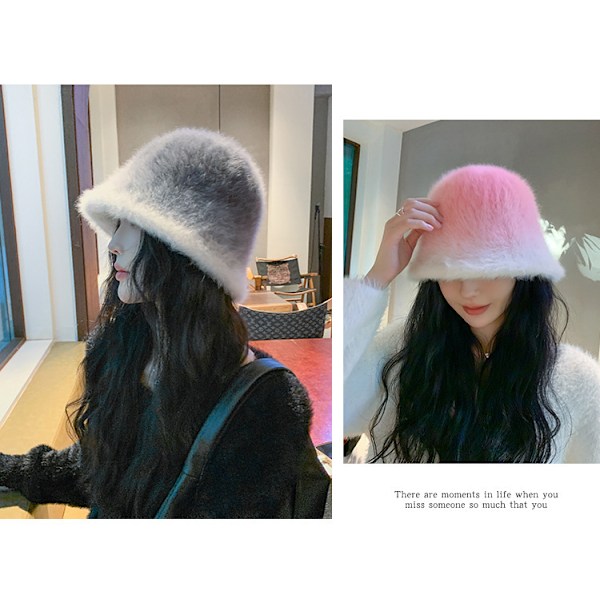 Dame Vinter Blød Faux Pels Fluffy Beanie Hue Bredskygget Fiskerhat Varm Vinter Pels Hue til Piger Dark Grey