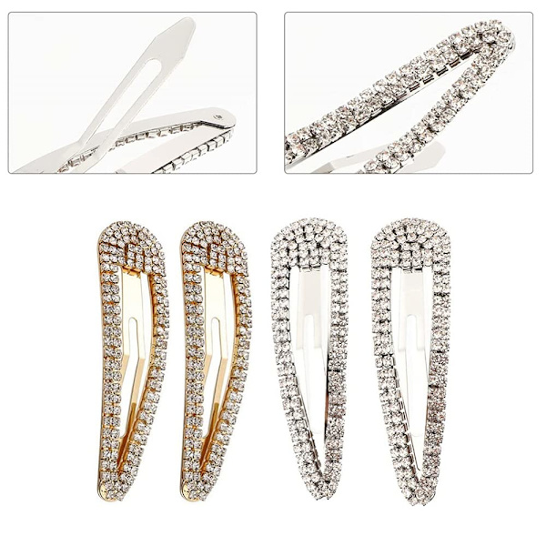 4 st Rhinestone Snap Clips Large