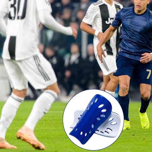 2 par fotbollsskydd för vuxna, andningsbara benskydd, skyddande EVA-dynor, blå Adults blue