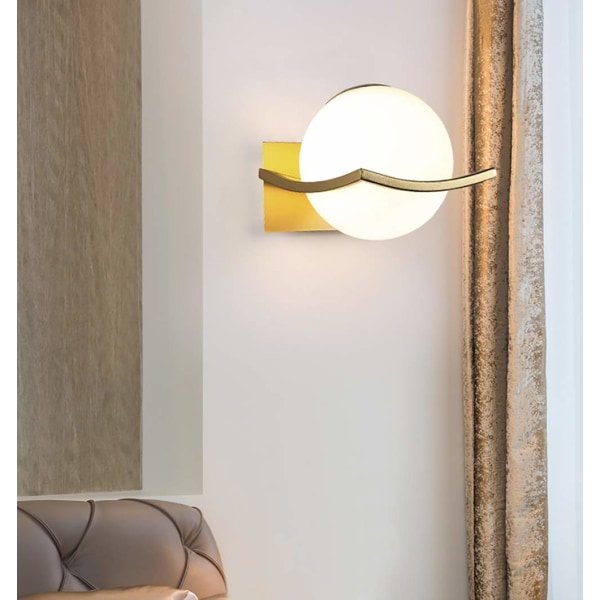LED væglampe indendørs, væglampe glas, væglampe rund, moderne design glaskugle væglampe til badeværelse, stue, soveværelse, entre