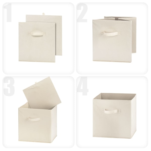 Store bokser 33 x 33 x 33 cm, sett med 4 sammenleggbare oppbevaringsbokser