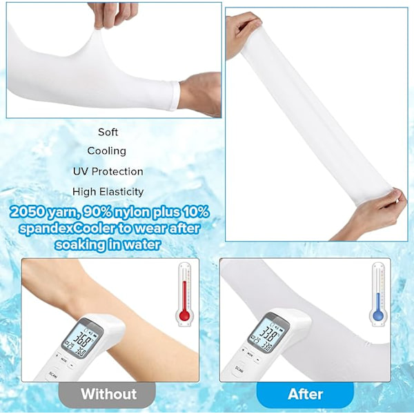 Kølende armsleeves til kvinder og mænd - Armsleeves med UV-beskyttelse, solbeskyttelse, UPF 50, armsleeve, kølende arm beskyttelse, armsleeves