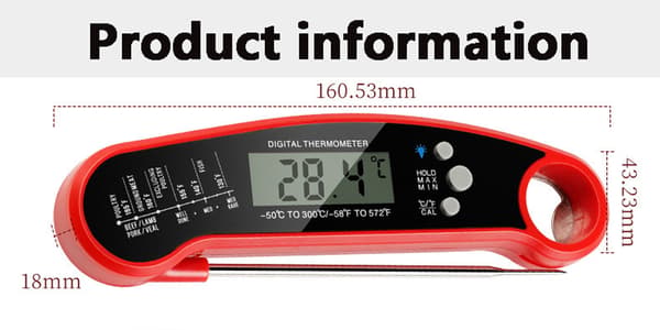 Trådløst kødtermometer, madtermometer, digitalt termometer, madlavningstermometer, marmeladetermometer