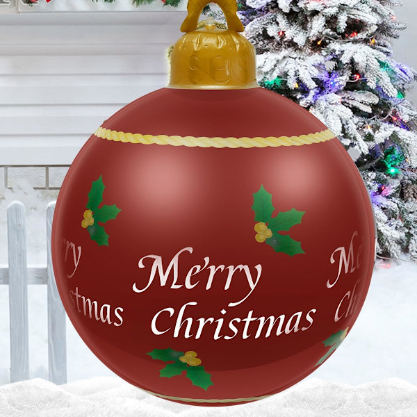 Stor oppustelig julekugle 60 cm, PVC oppustelig julekugle (uden pumpe), dekorativ oppustelig julekugle