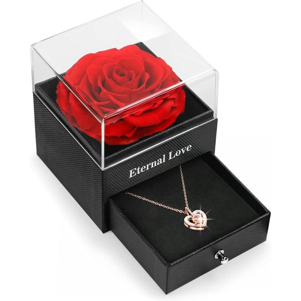 Bevarade Real Rose Valentines-gåvor, med I Love You-halsband