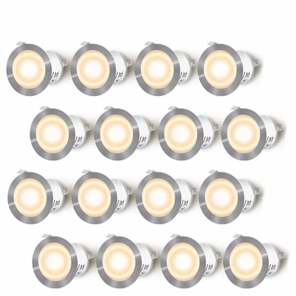 Pakke med 16 LED-indbyggede spotlights 0,6W DC12V, varmt hvidt lys