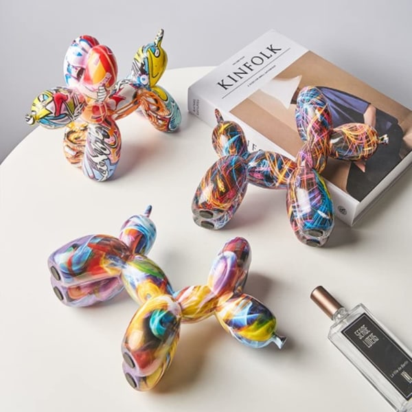Harpiks kreativ dyrefigur ballonhundestatue Moderne skrivebordsdekoration til stue i hjemmet, A