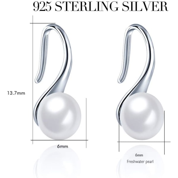 Tyylikkäät hopeiset naisten helmi 925 sterlinghopeakorvakorut, yksinkertainen tyyli