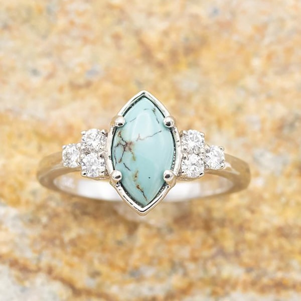 Turkis Ring for Kvinner 3-i-1 Ring Smykker (11)