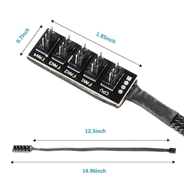 4-pin PWM-tuuletinnapa, 4-pin liitin CPU-tuulettimen PC-tuuletinnapaan, 4 PIN PWM-tuuletinjakokaapeli, sopii tietokoneen PC-tuuletinjohtoon