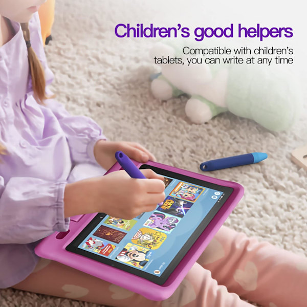 Touchscreen Stylus til børn, 2 pak lilla blå stylus universal, kompatibel med Kindle iPad iPhone