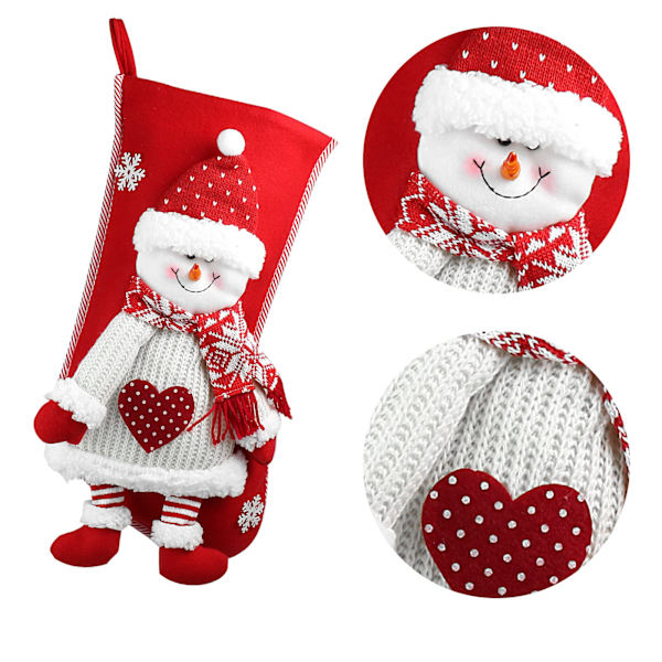 Julstrumpor 2 st, röd vit jultomte snögubbe