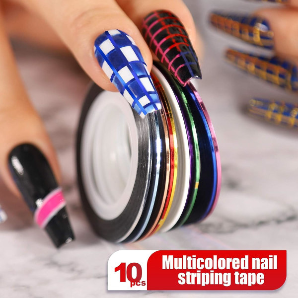 Nail Art børster sett med negleperler, neglekunstverktøy med neglekunstpenner.