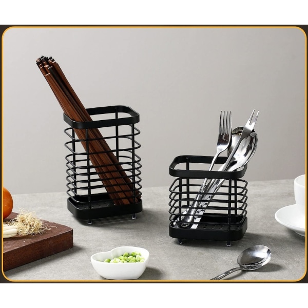 Svampholder til køkkenvask, rustfrit stål (sort)