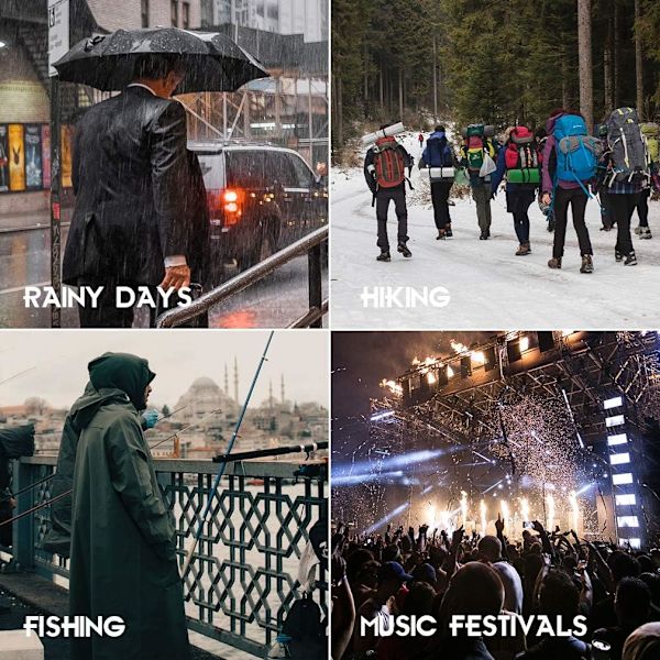 Vattenfast Regnrock för Vuxna, Lång, Återanvändbar med Reflekterande Tejp, Lätt och Andningsbar, Storlek XL